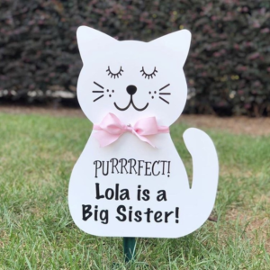 Cat Sign, Birth Announcement Stork front yard Sign Rental in Shenandoah Valley, VA