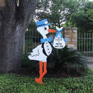 Personalized Bundle for Blue Grandparent Storks, Birth Announcement Stork front yard Sign Rental in Shenandoah Valley, VA