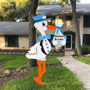 Blue Stork Signs, Birth Announcement Stork front yard Sign Rental in Shenandoah Valley, VA