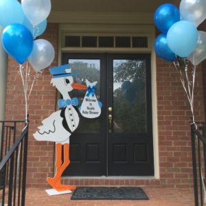 Blue Baby Shower Stork, Birth Announcement Stork front yard Sign Rental in Shenandoah Valley, VA